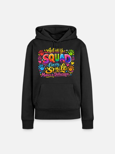 Animationsteam: Jedes Lächeln zählt - Frauen Premium Bio Hoodie - Schwarz