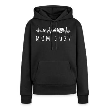 Annonce de grossesse Heart Beat 2027 Future Maman - Sweat à capuche Premium bio Femme - noir - Devant - Julia (174cm)