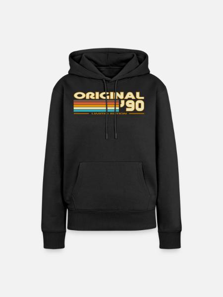 1990 - Frauen Premium Bio Hoodie - Schwarz
