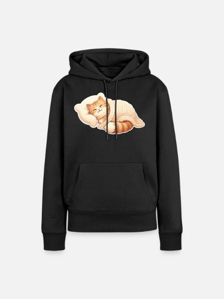 Katze Schlafen - Frauen Premium Bio Hoodie - Schwarz
