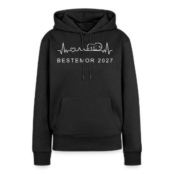 Oma 2027 Herzschlag Schwangerschaft Norwegisch - Frauen Premium Bio Hoodie - Schwarz - Vorne - Julia (174cm)