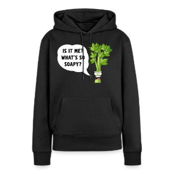 Céleri Insolent : C’est moi ? - Sweat à capuche Premium bio Femme - noir - Devant - Julia (174cm)