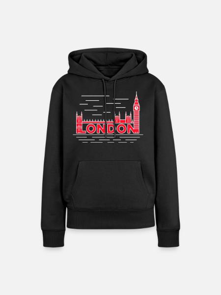 London Skyline Fettrot - Frauen Premium Bio Hoodie - Schwarz