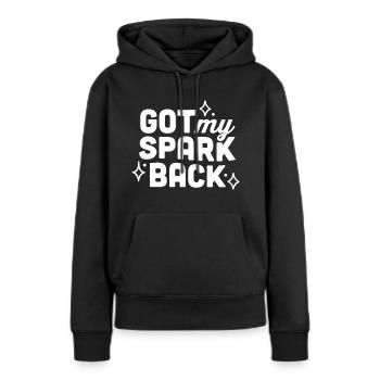 J’ai retrouvé mon étincelle - Sweat à capuche Premium bio Femme - noir - Devant - Julia (174cm)