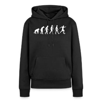 Fußballentwicklung in Bewegung - Frauen Premium Bio Hoodie - Schwarz - Vorne - Julia (174cm)