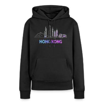 Ville de Hong Kong Skyline - Sweat à capuche Premium bio Femme - noir - Devant - Julia (174cm)