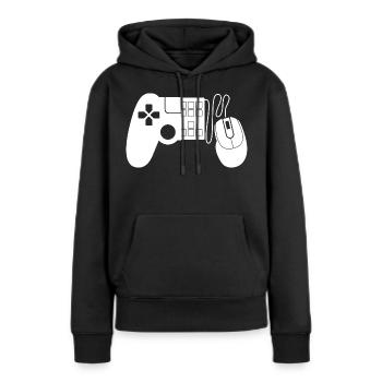 Manettes de jeu - Sweat à capuche Premium bio Femme - noir - Devant - Julia (174cm)