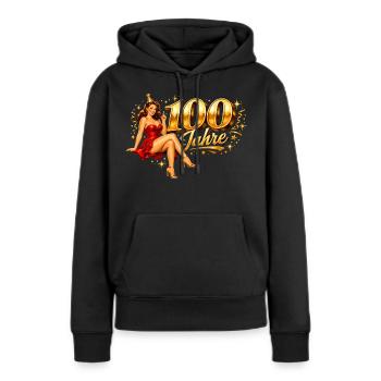 Pin-Up 100 Jahre Vintage Gold Geburtstag Design - Frauen Premium Bio Hoodie - Schwarz - Vorne - Julia (174cm)