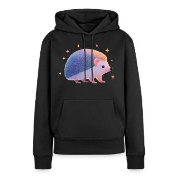 Hérisson avec des étoiles - Sweat à capuche Premium bio Femme - noir - Devant - Julia (174cm)