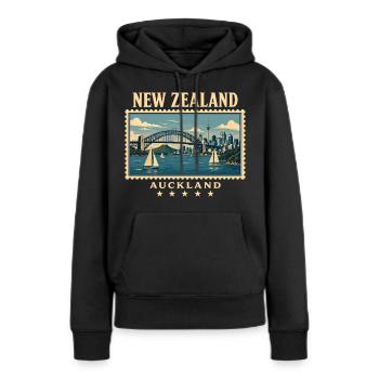 Tournée vintage d’Auckland en Nouvelle-Zélande - Sweat à capuche Premium bio Femme - noir - Devant - Julia (174cm)