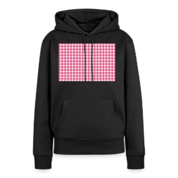 Karomuster mit Gingham Pink - Frauen Premium Bio Hoodie - Schwarz - Vorne - Julia (174cm)
