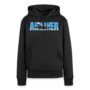 Avion Jumbo Jet - Sweat à capuche Premium bio Femme - noir - Devant - Julia (174cm)