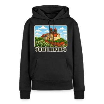 Quedlinburg - Frauen Premium Bio Hoodie - Schwarz - Vorne - Julia (174cm)