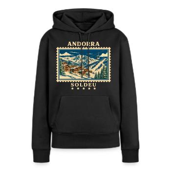Andorra Soldeu Vintage Reisemarke - Frauen Premium Bio Hoodie - Schwarz - Vorne - Julia (174cm)