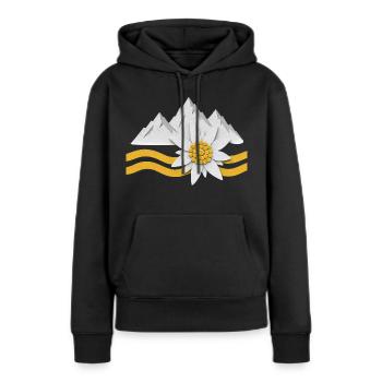 Montagnes des Alpes avec des fleurs d’Edelweiss Paysage naturel - Sweat à capuche Premium bio Femme - noir - Devant - Julia (174cm)