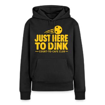 Je viens juste pour Dink Pickleball Butter Yellow Court - Sweat à capuche Premium bio Femme - noir - Devant - Julia (174cm)