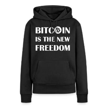 Le Bitcoin est la nouvelle liberté - Sweat à capuche Premium bio Femme - noir - Devant - Julia (174cm)