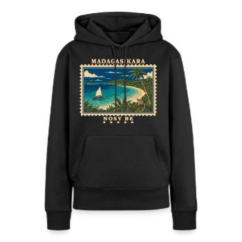 Madagaskar Nosy Be Vintage Reisemarke - Frauen Premium Bio Hoodie - Schwarz - Vorne - Julia (174cm)