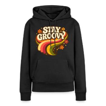 Reste Groovy Rainbow - Sweat à capuche Premium bio Femme - noir - Devant - Julia (174cm)