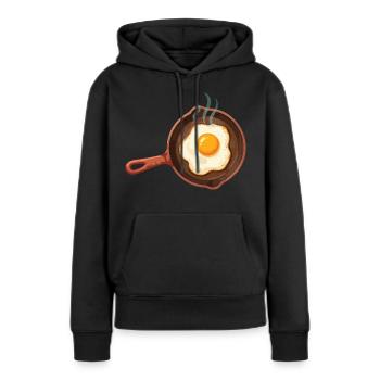 Petit-déjeuner Brunch drôle Café Pancake Nourriture Au bacon - Sweat à capuche Premium bio Femme - noir - Devant - Julia (174cm)
