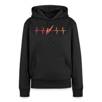 Bûcheron Sunset battement de coeur tronçonne - Sweat à capuche Premium bio Femme - noir - Devant - Julia (174cm)