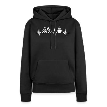 Cyclisme et café Vélo Heartbeat Vélo de route - Sweat à capuche Premium bio Femme - noir - Devant - Julia (174cm)