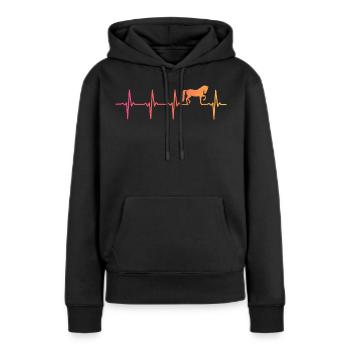 sunset cheval battement de coeur chevaux   - Sweat à capuche Premium bio Femme - noir - Devant - Julia (174cm)