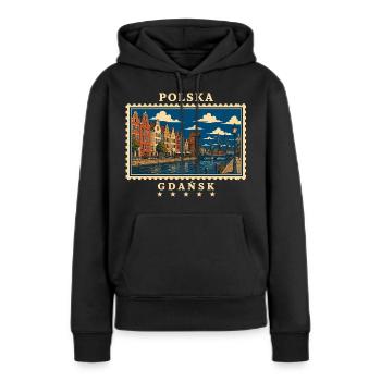 Polen Gdańsk Vintage Reisemarke - Frauen Premium Bio Hoodie - Schwarz - Vorne - Julia (174cm)