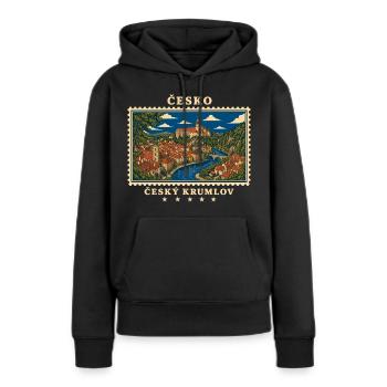 Tschechien Český Krumlov Vintage Reisemarke - Frauen Premium Bio Hoodie - Schwarz - Vorne - Julia (174cm)