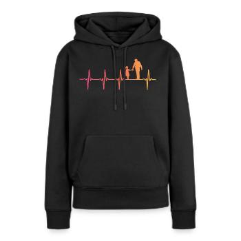 Vater und Tochter Sonnenuntergang Herzschlag Papa, Tochter - Frauen Premium Bio Hoodie - Schwarz - Vorne - Julia (174cm)