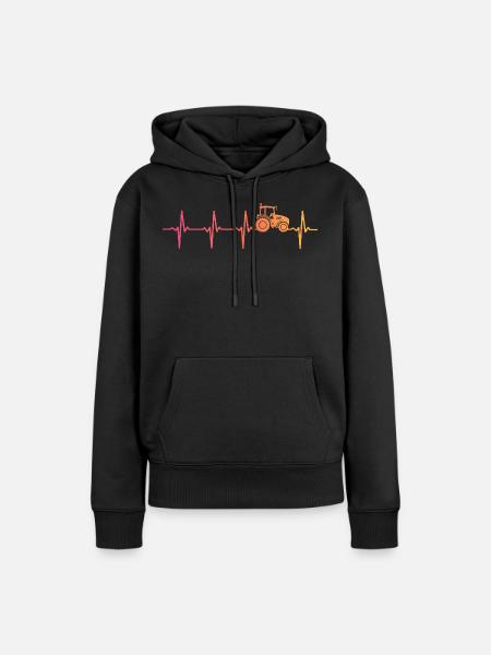 Traktor-Sonnenuntergangs-Herzschlag-Bauer - Frauen Premium Bio Hoodie - Schwarz