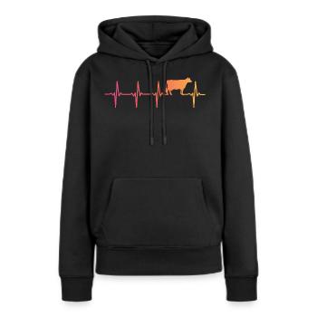 Kuh Sonnenuntergang Herzschlag Kuh Bauer - Frauen Premium Bio Hoodie - Schwarz - Vorne - Julia (174cm)