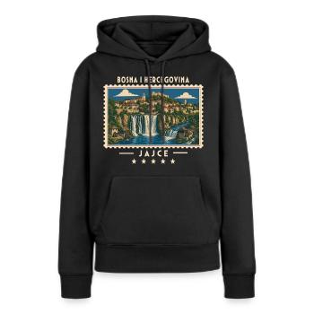 Bosnien und Herzegowina Jajce Vintage Reisemarke - Frauen Premium Bio Hoodie - Schwarz - Vorne - Julia (174cm)