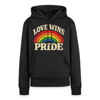 Love Wins Pride Regenbogen CSD LGBTQ Community - Frauen Premium Bio Hoodie - Schwarz - Vorne - Julia (174cm)