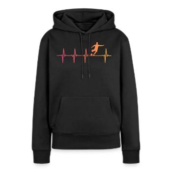 Fußball Sunset Herzschlag Fußballspieler - Frauen Premium Bio Hoodie - Schwarz - Vorne - Julia (174cm)