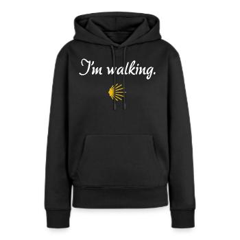 I'm walking | Jakobsweg, Pilger, Santiago - Frauen Premium Bio Hoodie - Schwarz - Vorne - Julia (174cm)
