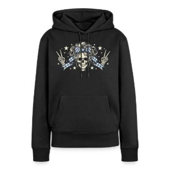 Skull with Plaid Band - Women’s Premium Organic Hoodie - black - Front - Julia (174cm)