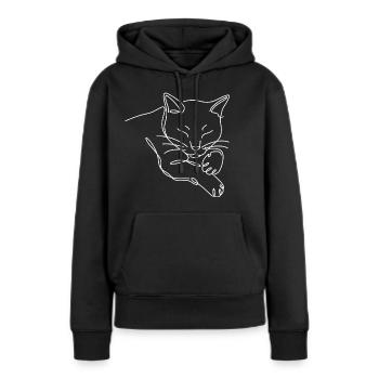 Silhouette de chat chat endormi de White Line - Sweat à capuche Premium bio Femme - noir - Devant - Julia (174cm)