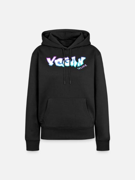 vegan4life cyan-lila - Frauen Premium Bio Hoodie - Schwarz