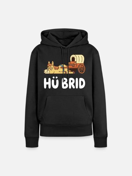 Hü-Brid Lustiges Hybrid Pferd Wortspiel - Frauen Premium Bio Hoodie - Schwarz