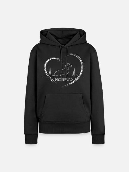 Dackelherzschlag – Hundeliebe - Frauen Premium Bio Hoodie - Schwarz