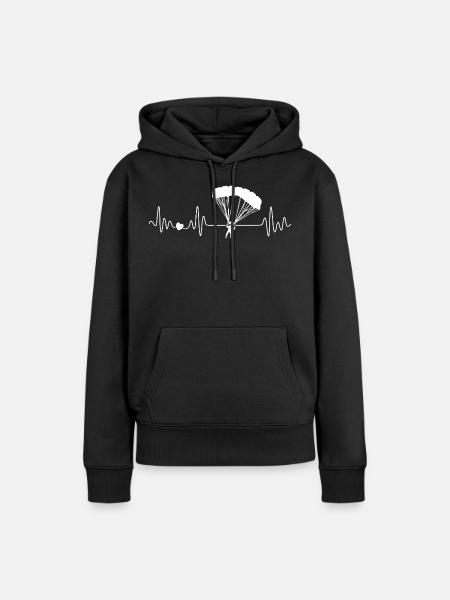 Fallschirmspringen Herzschlag Fallschirm Sport - Frauen Premium Bio Hoodie - Schwarz