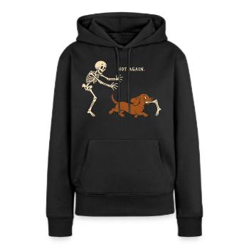 Halloween - Lustiges Skelett Hund Motiv - Frauen Premium Bio Hoodie - Schwarz - Vorne - Julia (174cm)