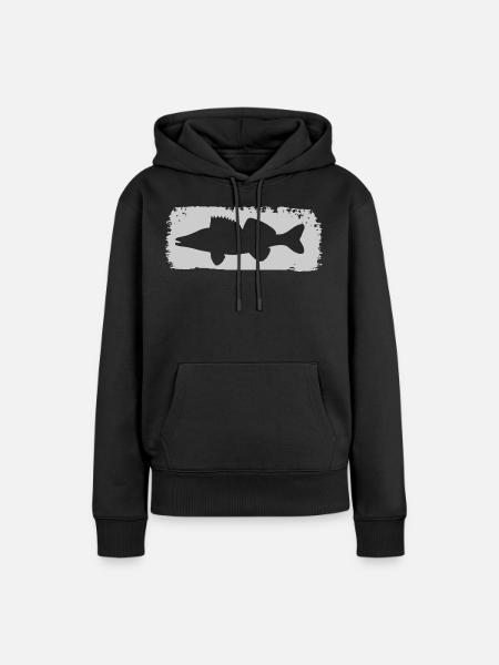 Zander im Farbstrich - grau - Frauen Premium Bio Hoodie - Schwarz