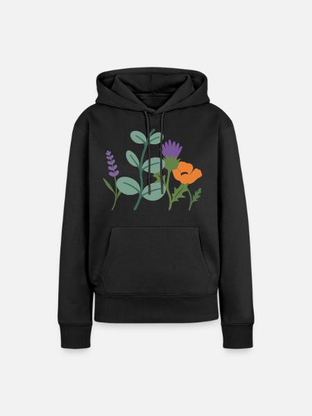 Mohn Blumen Lavendel Distel - Frauen Premium Bio Hoodie - Schwarz