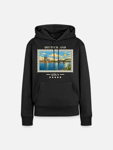 Deutschland Köln Vintage Reisemarke - Frauen Premium Bio Hoodie - Schwarz