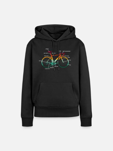 Fahrrad Teile Anatomie im Retro-Design - Frauen Premium Bio Hoodie - Schwarz