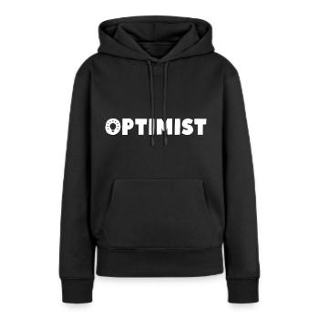 Optimist - Frauen Premium Bio Hoodie - Schwarz - Vorne - Julia (174cm)