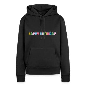 Joyeux anniversaire Félicitations anniversaire - Sweat à capuche Premium bio Femme - noir - Devant - Julia (174cm)