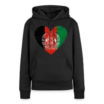Cœur du drapeau de l’Afghanistan - Sweat à capuche Premium bio Femme - noir - Devant - Julia (174cm)
